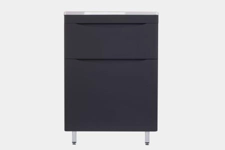 Тумба напольная Style Line Бергамо мини 60 (2 ящ.) Люкс антискрейтч черный, PLUS