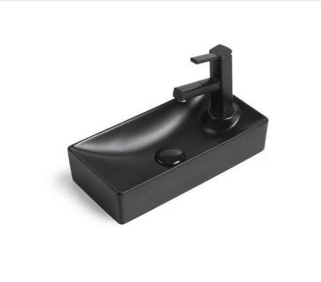 Раковина SantiLine SL-2009LMB керамическая, накладная/подвесная (черная матовая)