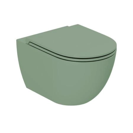 Azzurra Comoda Унитаз подвесной безободковый 51,5x36 см, c креплением, Easy Clean, 3L Water Saving, цвет: Verde natura
