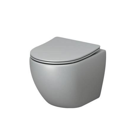 Унитаз Grossman GR-4455GLMS Color (485*365*360) СВЕТЛО-СЕРЫЙ МАТОВЫЙ подвесной Безободковый с тонкой крышкой