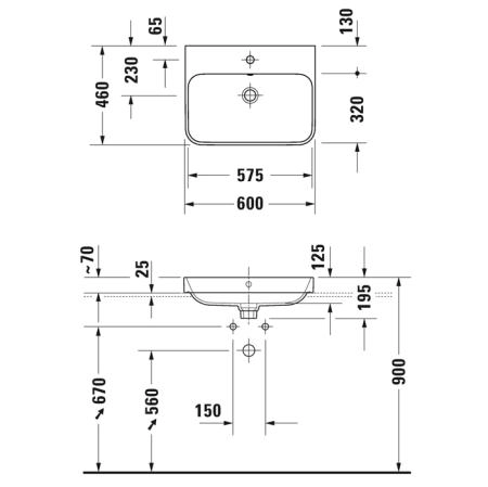 Duravit Happy D.2 Plus Раковина накладная, 60х46см., без отв., выпуск с керамической крышкой, WonderGliss, цвет: Anthracite matt
