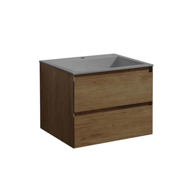 Тумба под раковину Vincea Luka 600 подвесная, 2 ящика soft-close, цвет T.Oak
