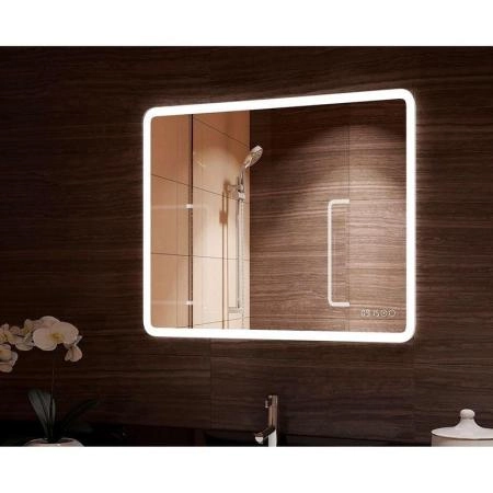 Зеркало Континент Demure LED 800х600 c часами, подогревом ЗЛП769