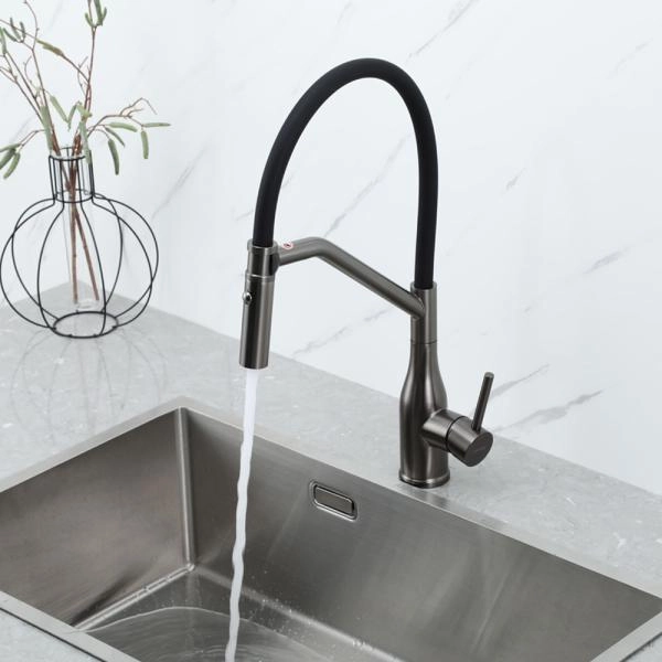 Смеситель GAPPO G4098-19 для кухни с гибким изливом, оружейная сталь