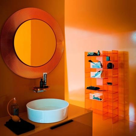 Laufen Kartell Зеркало круглое d=78см, настенное, без подсветки, цвет: оранжевый