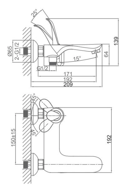 Смеситель для ванны D&K Venice Baciano (DA1033256)