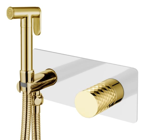 Смеситель гигиенический Boheme STICK WHITE DIAMOND GOLD 127-WG