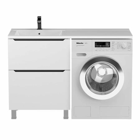 Тумба под стиральную машину Uperwood Tanos 60 см, напольная, белая/графит, 2 ящика