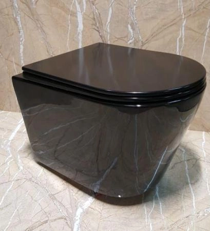 Унитаз Ceramalux NS-5178-18 безободковый RIMLESS Чёрный глянцевый