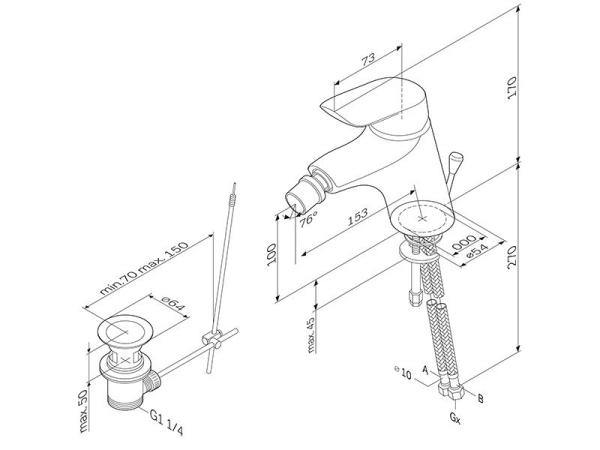 Смеситель для биде Am.Pm Bliss L F5383132 с донным клапаном,хром