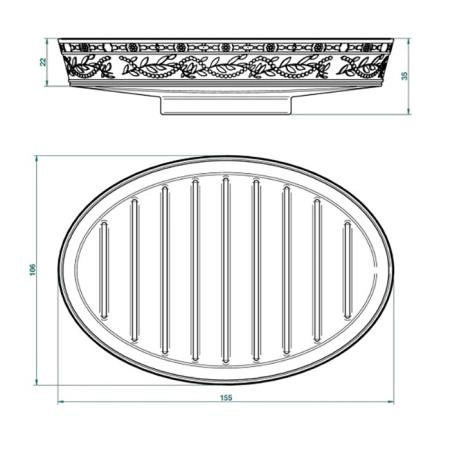 THG Marquise platinum decor Мыльница керамическая, настольная, декор платина, цвет: белый