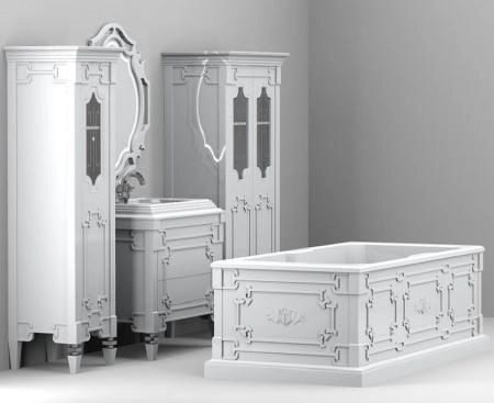 Шкаф Belux Кастилия П 55 Белый глянцевый поталь серебро