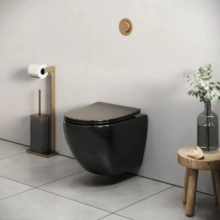 Унитаз Grossman GR-4455BS Color (485*365*360) ЧЕРНЫЙ подвесной Безободковый  с тонкой крышкой