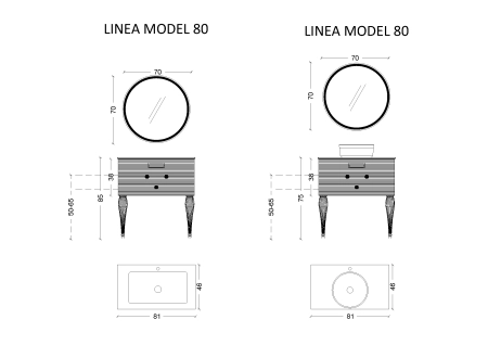 Тумба Boheme Linea 80 черная + Хром 842-080-BCR
