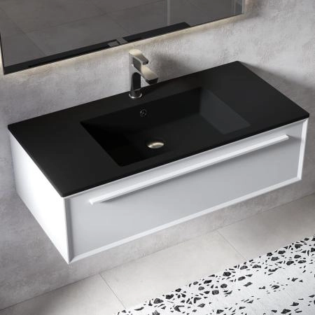 Раковина встраиваемый Uperwood Megan, 100 см, прямоугольная, черная матовая