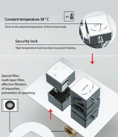 Душевая система Gappo G7107-40 с термостатом встраиваемая