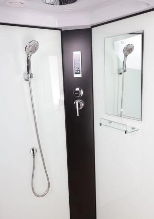 Душевая кабина Niagara NG-6701-14P 900х900х2150 средний поддон 26см стекло прозрачное черные профиля