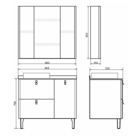 Зеркало шкаф Comforty Сорренто-90 светло-серый