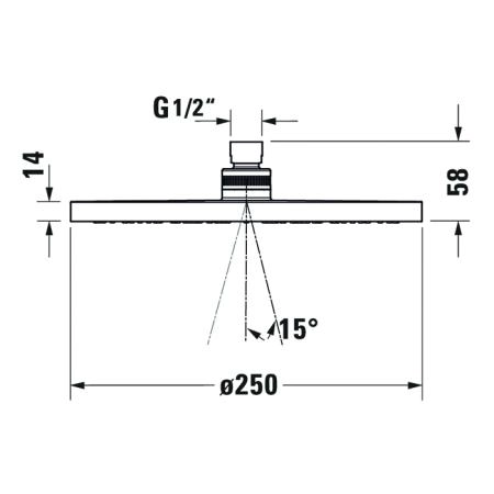 Duravit Верхний душ 250, Материал: пластик, соединительная резьба 1/2“, Монтаж: потолок или стена, цвет: черный матовый