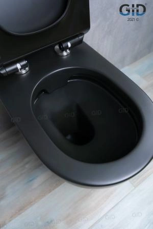 Унитаз Gid TRS-269BM 56 см приставной безободковый микролифт черный матовый