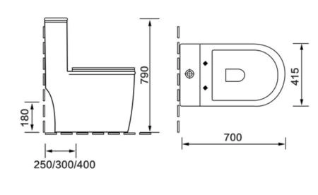 Унитаз напольный SantiLine SL-5019МB безободковый, черный, моноблок  сиденье микролифт