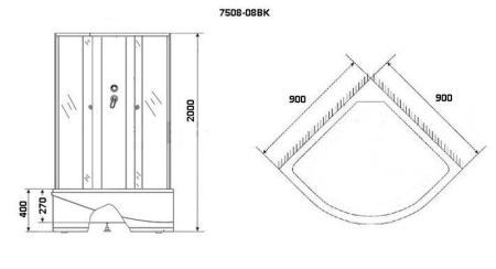 Душевая кабина Niagara Eco NG-7508-14BK (900х900х1950) высокий поддон(40см) стекло МОЗАИКА