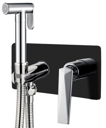 Гигиеническая лейка со смесителем Boheme VENTURO черный + хром 377-B