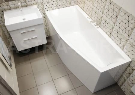 Ванна Astra Form СКАТ 170х75 правая, белая иск. камень