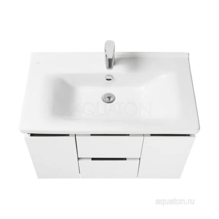 Тумба под раковину AQUATON Рене 80 белый, грецкий орех 1A258601NRC80