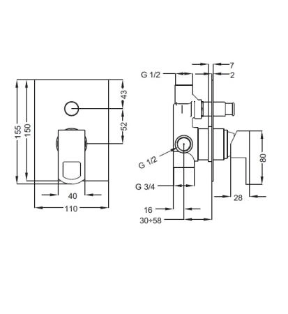 Смеситель CEZARES LEVICO-VDIM-01-Cr для душа,хром