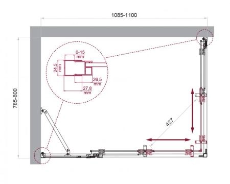 Душевой уголок BelBagno LUCE 145x90 прозрачное стекло 6 мм профиль хром LUCE-AH-21-145/90-C-Cr