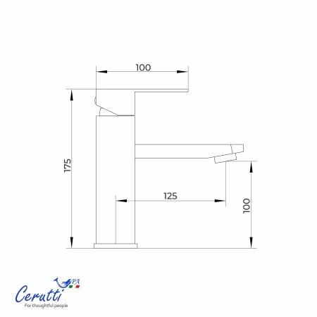 Смеситель для раковины CeruttiSPA КЛЕЛИЯ MB (CLELIA MB) из нержавеющей стали, цвет черный матовый
