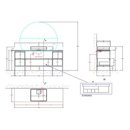 MOMA Aria Комплект мебели 180x50см, накладная раковина, столешница керамогранит, зеркало LED, отделка: золото матовое/Fango opaco