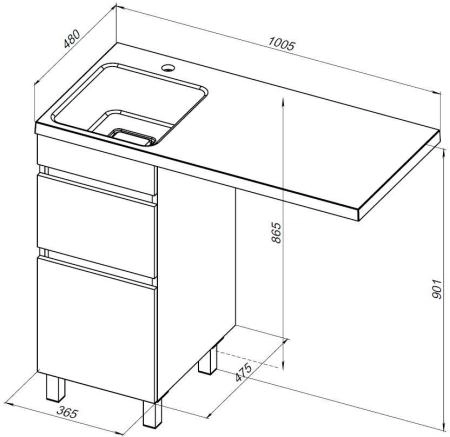 Тумба под раковину Aquanet Вега 40 белый глянец