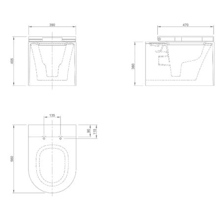 KNIEF Glow Унитаз подвесной безободковый 52x39x36см с крышкой микролифт, цвет: белый матовый