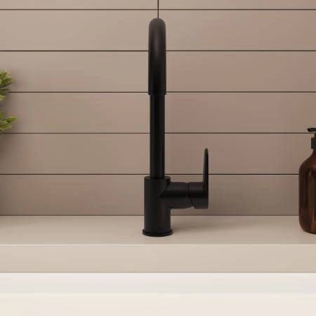 Смеситель VitrA Flow Soft  A4341936EXP с поворотным изливом однорычажный матовый черный латунь
