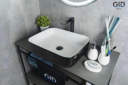 Раковина Gid Nc366 50x39 на столешницу белый/черный