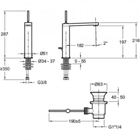 Смеситель Jacob Delafon COMPOSED E73053-CP для раковины хром с донным клапаном