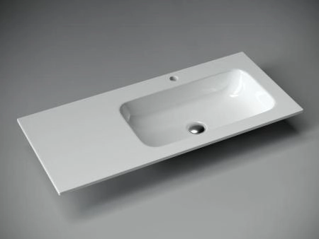 Раковина накладная Grace прямоугольная, 1010*457*137 мм, чаша справа, с отверстием под смеситель, цвет белый