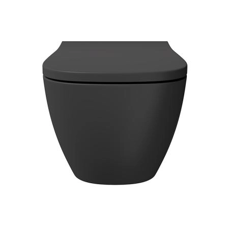 Alice Wunder Унитаз 53х31см., подвесной, безободковый, смыв aliflush+, с сиденьем и крышкой с микролифтом, с креплением Fischer WB-KliX, цвет: чёрный матовый