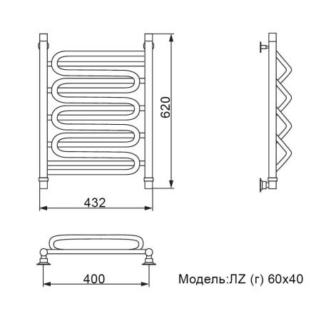 Полотенцесушитель водяной Ника Curve ЛZ(г) 60/40