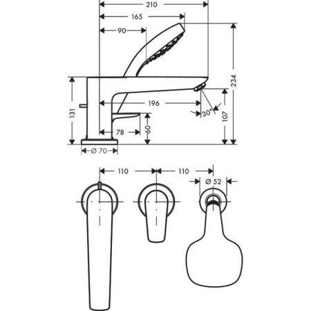 Cмеситель Hansgrohe Talis E 71731000 для ванны хром