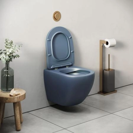 Унитаз Grossman GR-4455BLMS Color (485*360*375) СИНИЙ МАТОВЫЙ подвесной Безободковый с тонкой крышкой