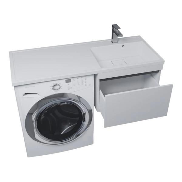 Тумба под стиральную машину Uperwood Magenta, 50 см, подвесная, белая/графит, выдвижной ящик