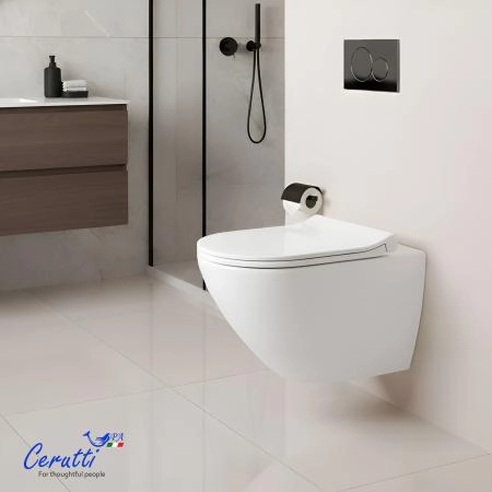 Унитаз подвесной CeruttiSPA АМИЧИ (AMICI) Aria Tornado CT11388 безободковый (490х335х340)