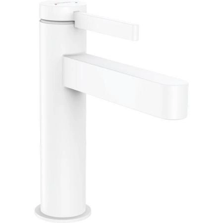 Смеситель Hansgrohe 76020700 Finoris для раковины 113 мм, со сливным гарнитуром матовый белый