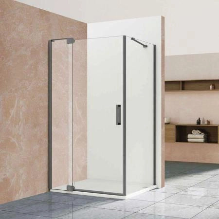 Душевой уголок Vincea Extra VSR-1E901090CLGM, 900/1000*900, вороненая сталь, стекло прозрачное