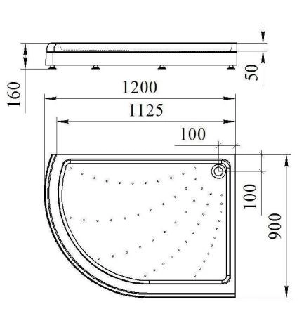 Поддон к душевому углу Соул 4 120х90 (левое исполнение, поддон на раме-подставке с устройством слива)