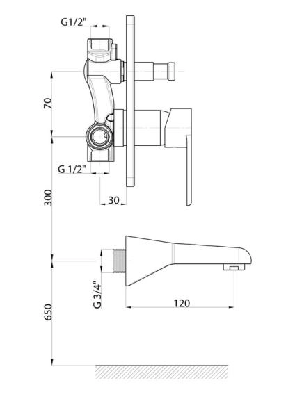 Смеситель для душа GPD ATROS MAB65 хром