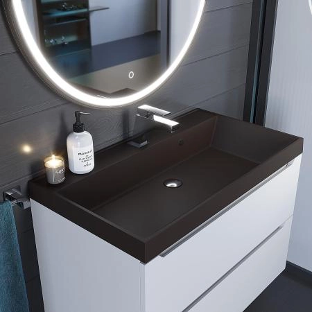 Раковина кварцевая Uperwood Classic Quartz 80 см, коричневая матовая, трюфель